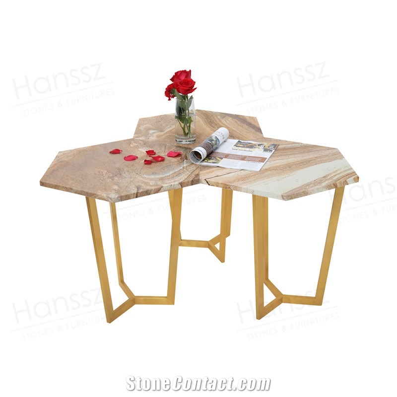 Lullaby Hexagon Flamenco Quartzite Coffee Table