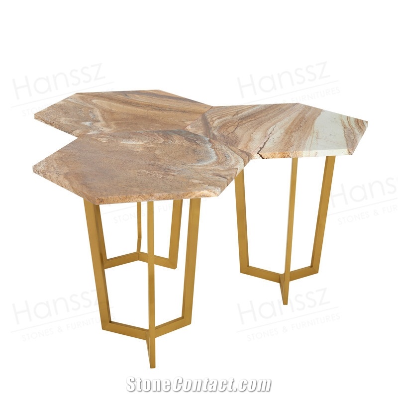 Lullaby Hexagon Flamenco Quartzite Coffee Table