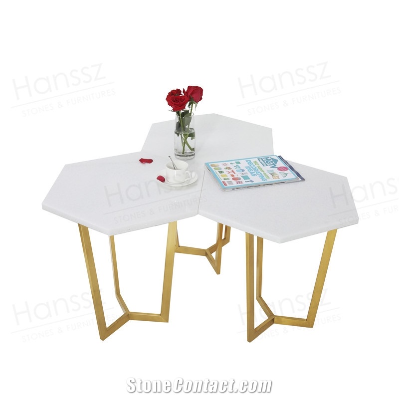 Lullaby Hexagon White Marble Coffee Tables