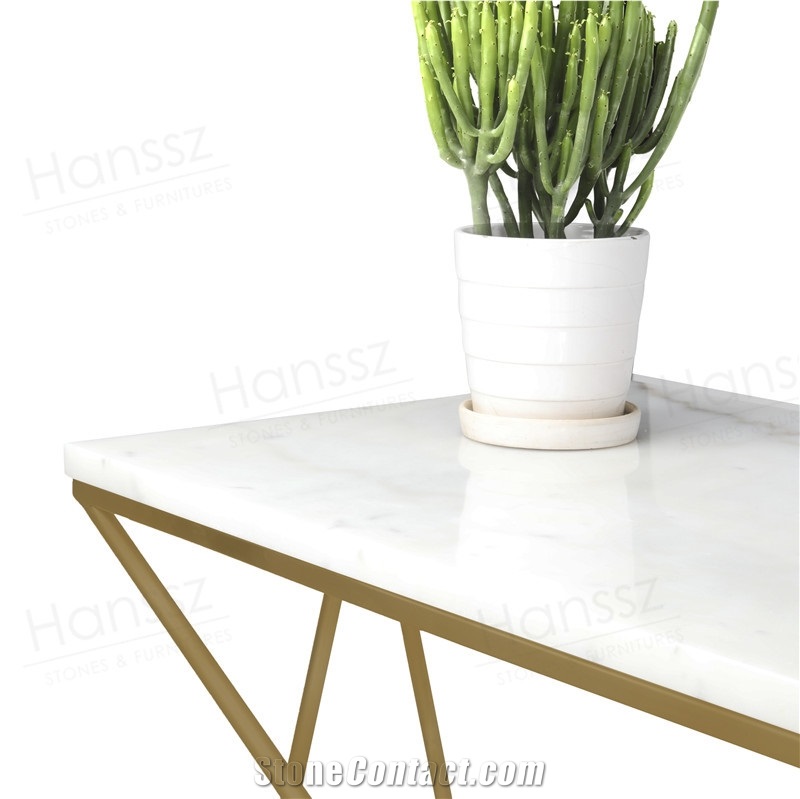 Modern Square White Marble Coffee Table