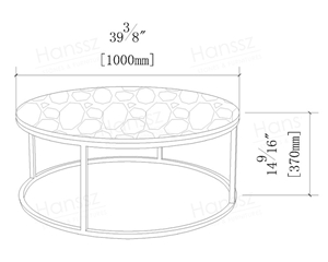 Round White Onyx Coffee Table with Black Metal Leg
