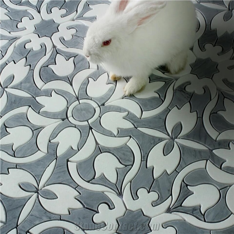 Calacatta, White Thassos and Gold Marble Mosaic