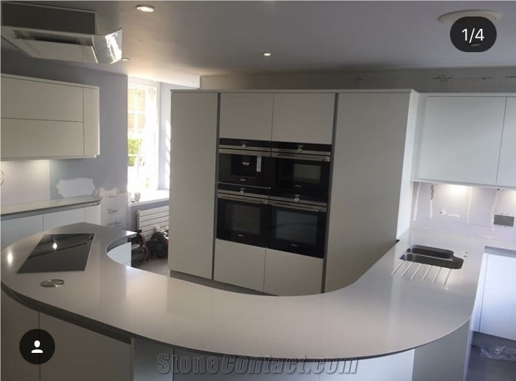 Compac Ceniza 3cm Quartz Worktops with Sharks Nose