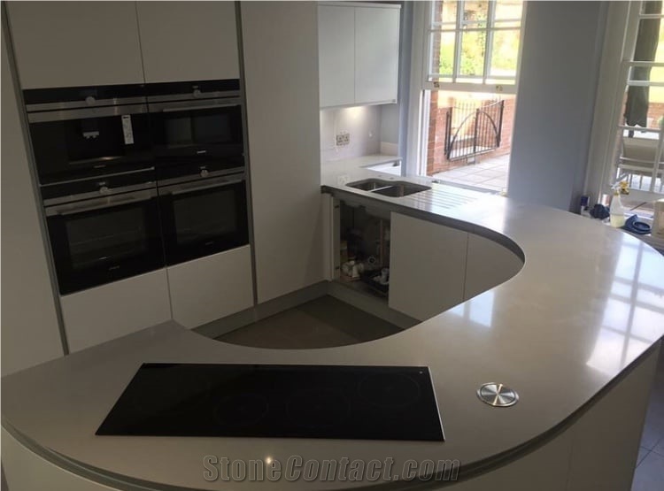 Compac Ceniza 3cm Quartz Worktops with Sharks Nose