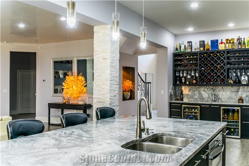 Super White Quartzite Kitchen Counter Top