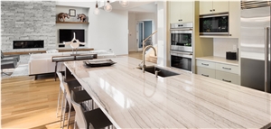 White Macaubas Quartzite Kitchen Countertop