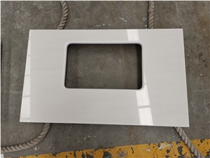 Polaris White Marble Hotel Bathroom Vanity Top