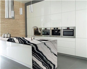 Panda White Marble Kitchen Countertop,Islands Top Customized Panda White Marble Kitchen Countertop,Islands Top Customized