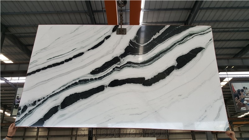 Panda White Marble Kitchen Countertop,Islands Top Customized