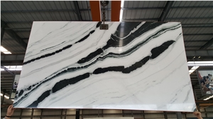 Panda White Marble Kitchen Countertop,Islands Top Customized