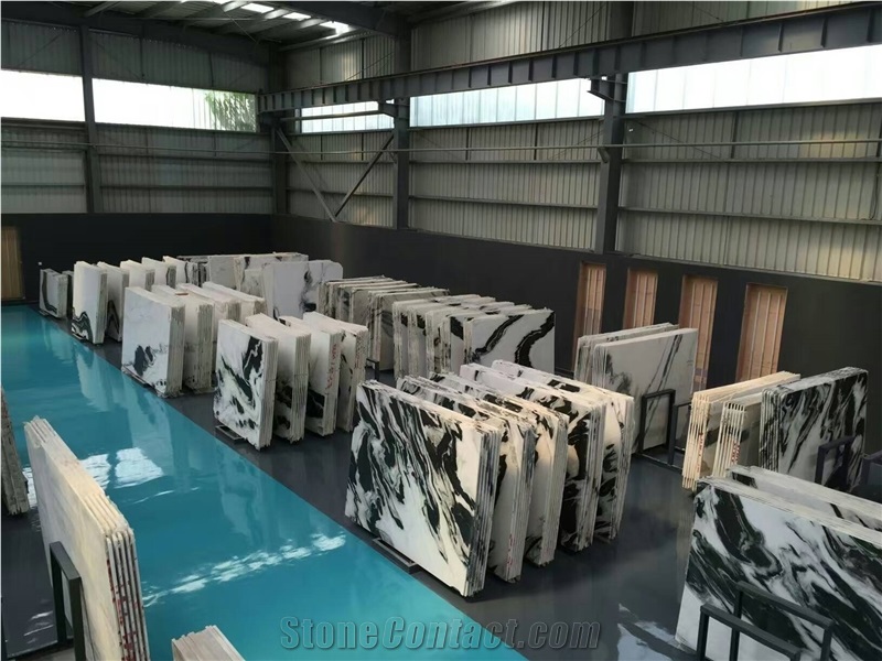 Panda White Marble Stairs & Step,Risers Interior Lobby Project