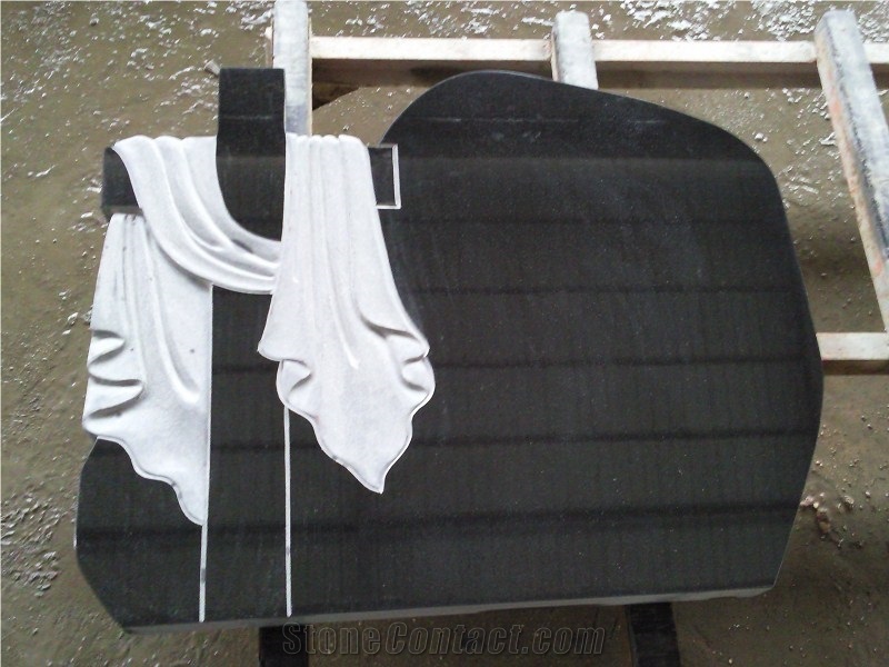 Beautiful Style Polished Black Granite Tombstone