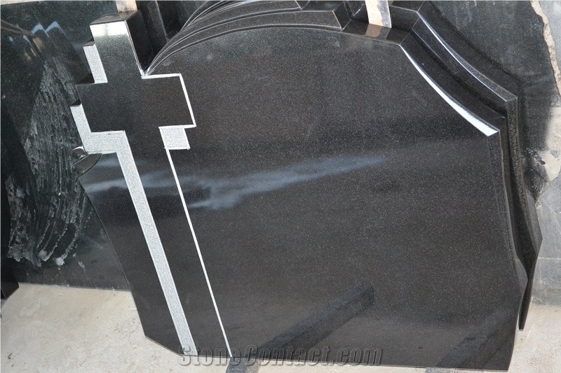 Beautiful Style Polished Black Granite Tombstone