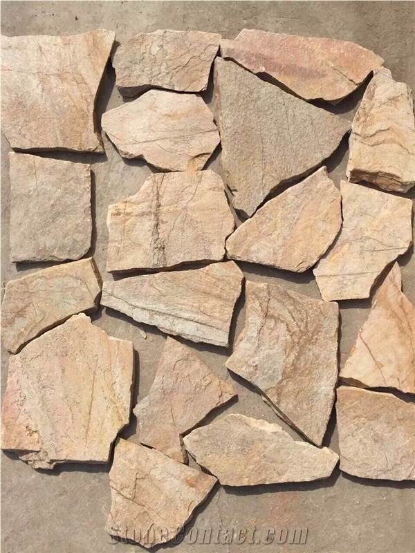 Good Price Outdoor Irregular Crazy Slate, Yellow Slate Slate Tiles & Slabs