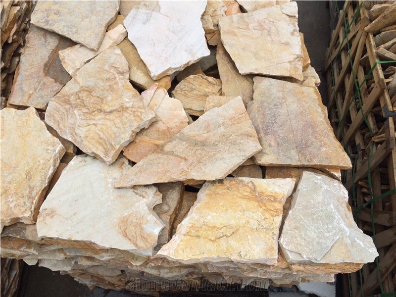 Good Price Outdoor Irregular Crazy Slate, Yellow Slate Slate Tiles & Slabs