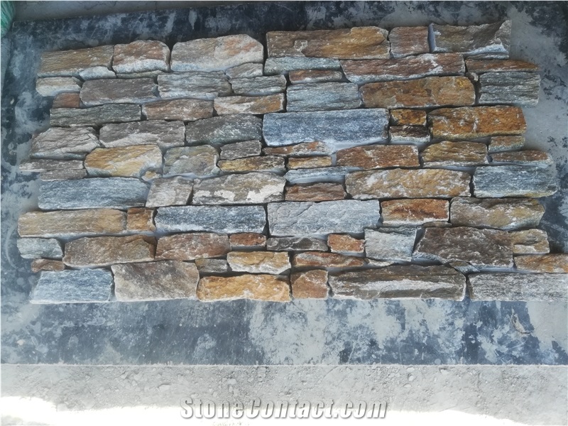 Cement Cultured Stone Rustic Stacked Stone Wall