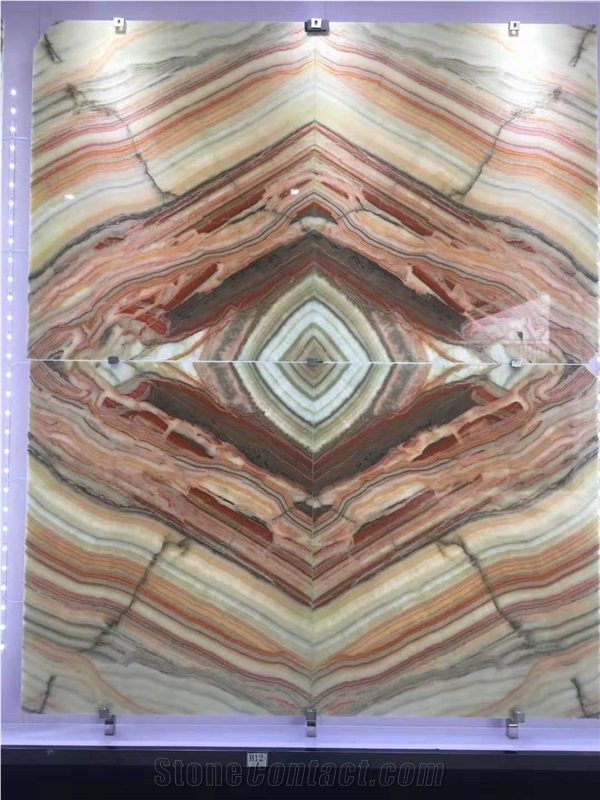 Rainbow Onyx Background Panel Backlit Book Match
