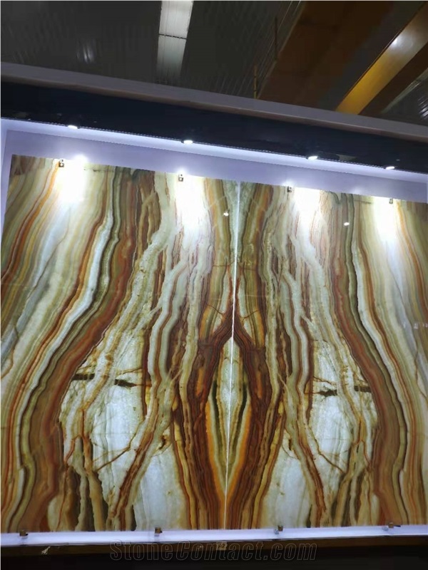 Rainbow Onyx Background Panel Backlit Book Match