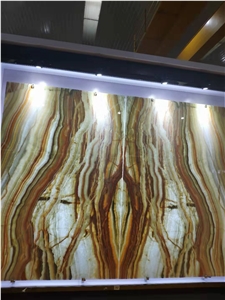 Rainbow Onyx Slabs Tiles Backlit Panels