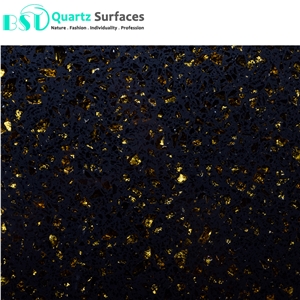 Golden Series and Black Sparkle Quartz Slab