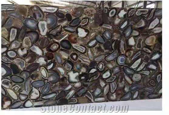 Semi Precious Grey Agate Slabs Stone