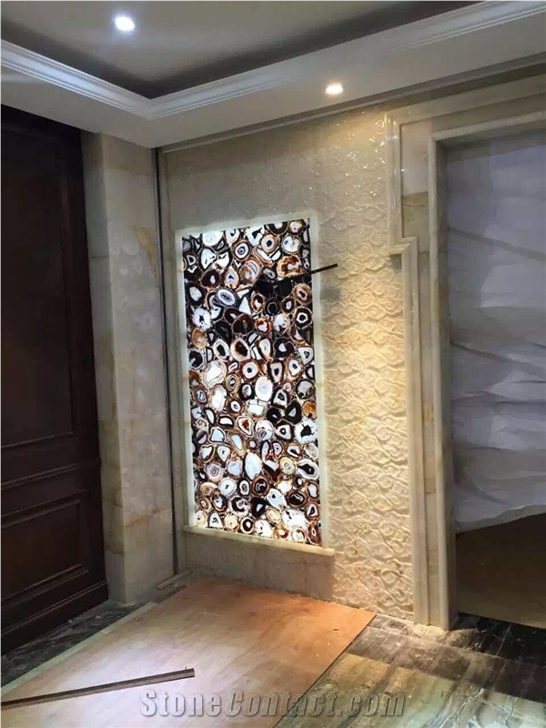 Translucent Semi Precious Grey Agate Slab