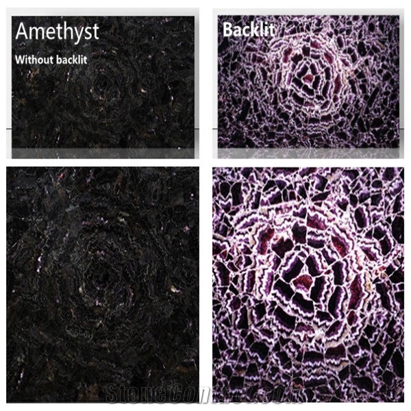 Luxury Amethyst Semiprecious Stone Flower Design