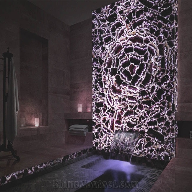 Luxury Amethyst Semiprecious Stone Flower Design