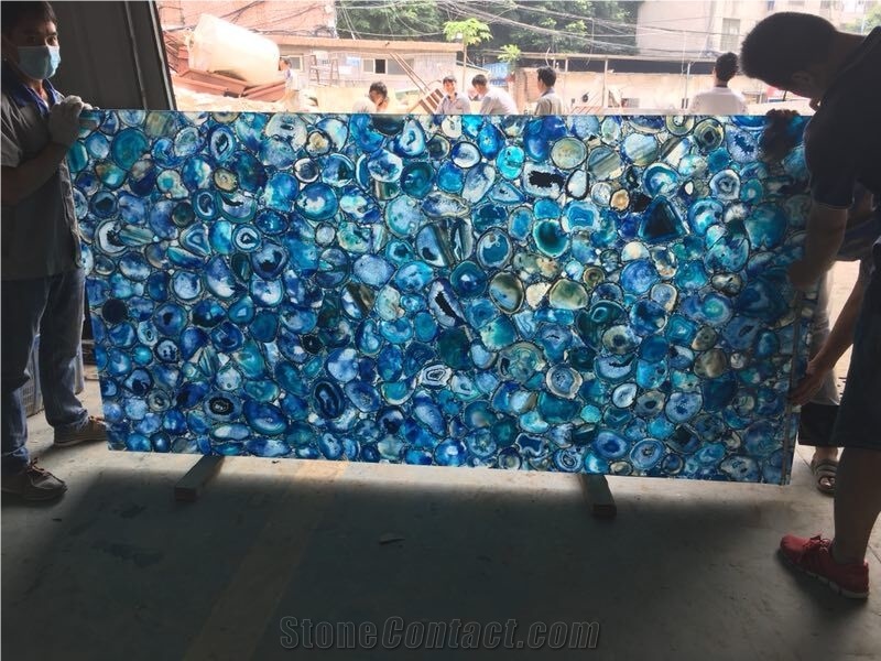Best Price Translucent Blue Agate Gemstone Slabs