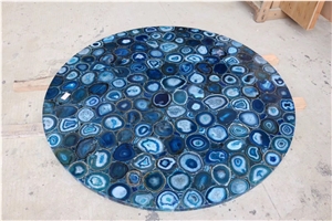 Blue Agate Gemstone Slabs Round Table Tops Blue Agate Gemstone Slabs Round Table Tops