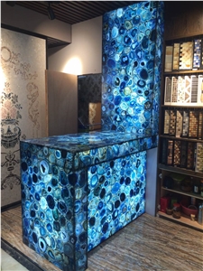 China Cheap Price Backlit Blue Agate Stone Slabs