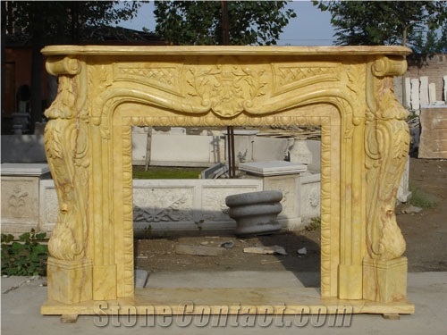 Egypt Sunny Gold Marble Fireplace Mantel