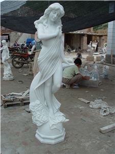 Garden Human Sculpture Lady Landscaping Stone for Square