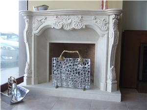 White Marble Masonry Fireplace Heaters Flower Sculptured