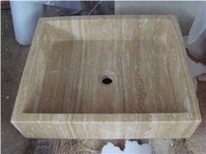 Beige Travertine Sinks, Stone Bathroom Basins