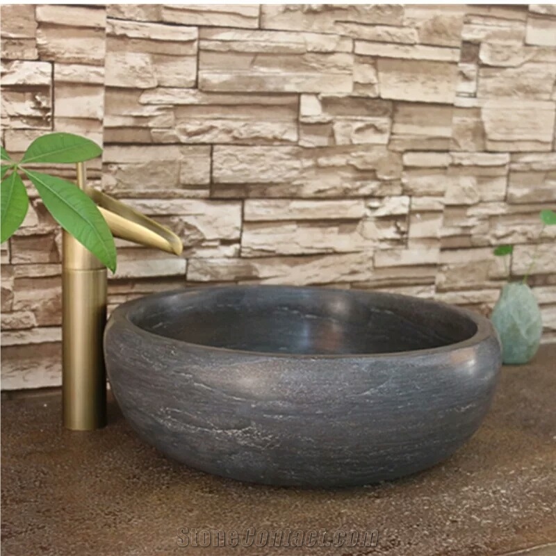 Blue Limestone Wash Basins, Stone Bathroomn Sink