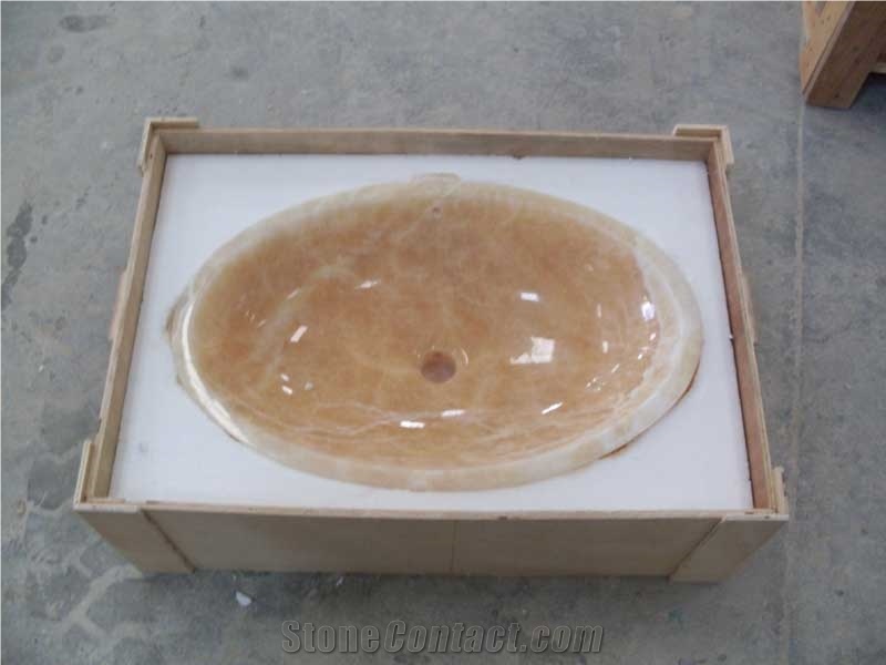 Honey Onyx Wash Basins, Honey Onyx Oval Sinks