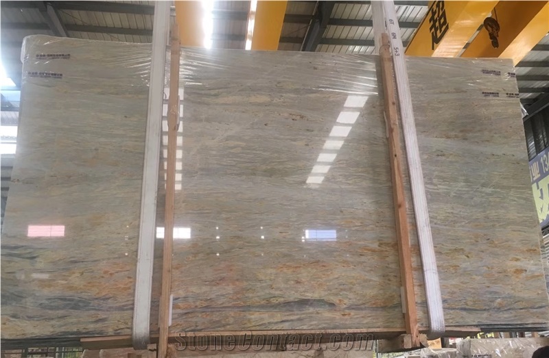 River Golden Peacock Jade Pesco Gold Marble Slabs