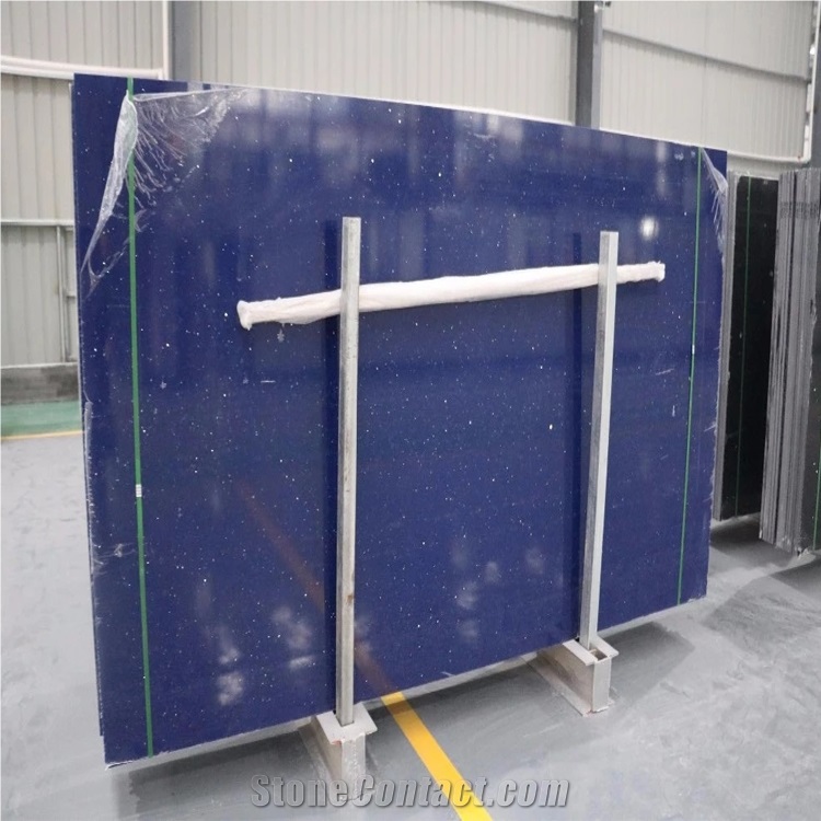 Crystal Blue Engineered Quartz Stone Slab