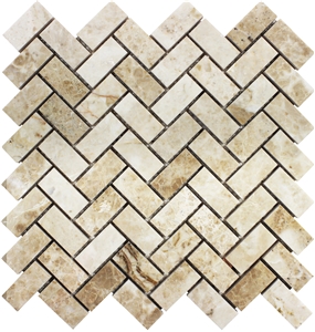 Cappuchino Marble Polished Herringbone Mosaic