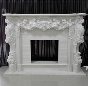 Hand-Carved Decoration Modern Marble Fireplace