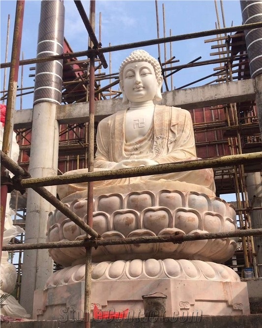 Hand Carved White Marble Large Buddha Statues