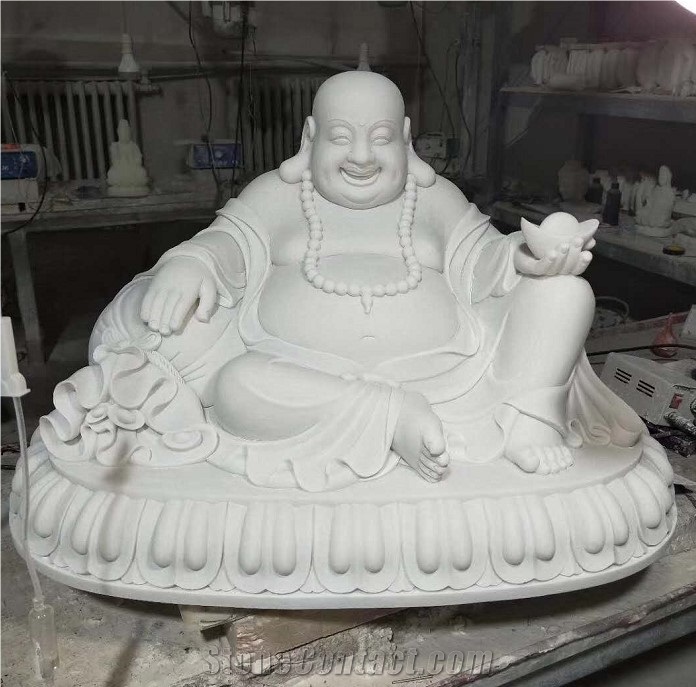 Hand Carved White Marble Large Buddha Statues