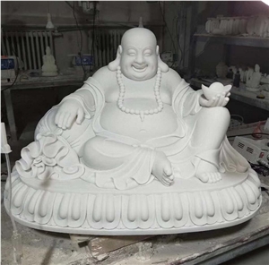 Hand Carved White Marble Large Buddha Statues