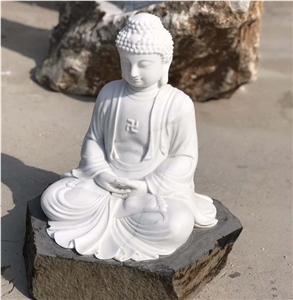 Hand Carved White Marble Large Buddha Statues