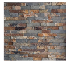 Multicolor Rusty Slate Stacked Stone Veneer Cladding