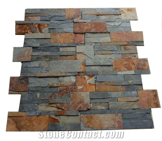 Multicolor Rusty Slate Stacked Stone Veneer Cladding