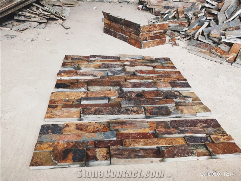 Multicolor Rusty Slate Stacked Stone Veneer Cladding