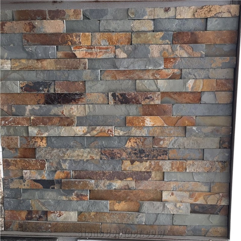 Multicolor Rusty Slate Stacked Stone Veneer Cladding