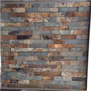 Multicolor Rusty Slate Stacked Stone Veneer Cladding